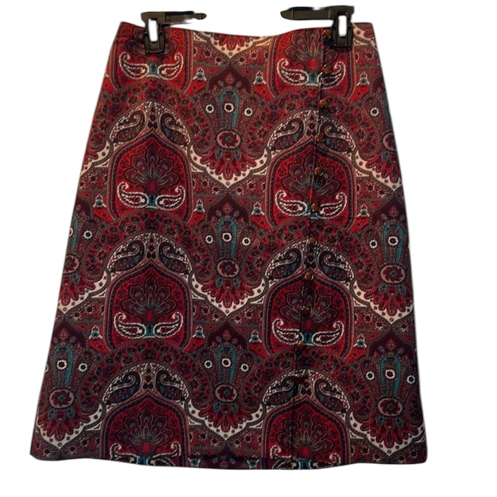 NWOT Talbots Red and colorful Paisley Skirt Size 8